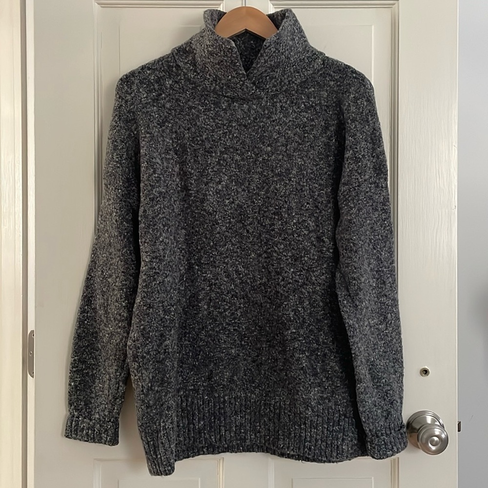 French Connection Grey Marled Wool Blend Pullover Sweater
